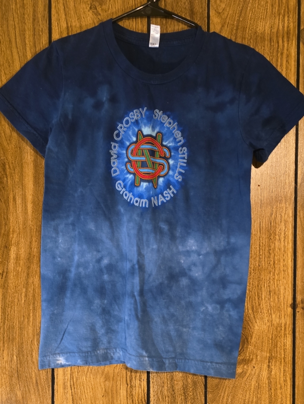 American Apparel Navy Tie-Dye Tee with Multicolor Celtic Emblem
